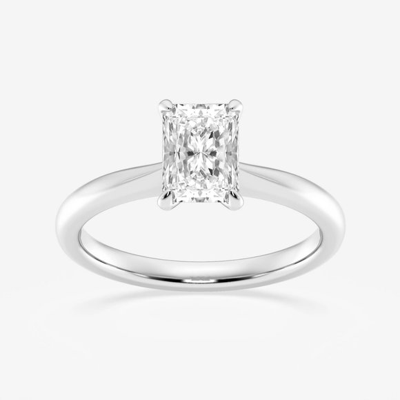 1 ctw Radiant Lab Grown Diamond Petite Solitaire Engagement Ring - Picture 1 of 6